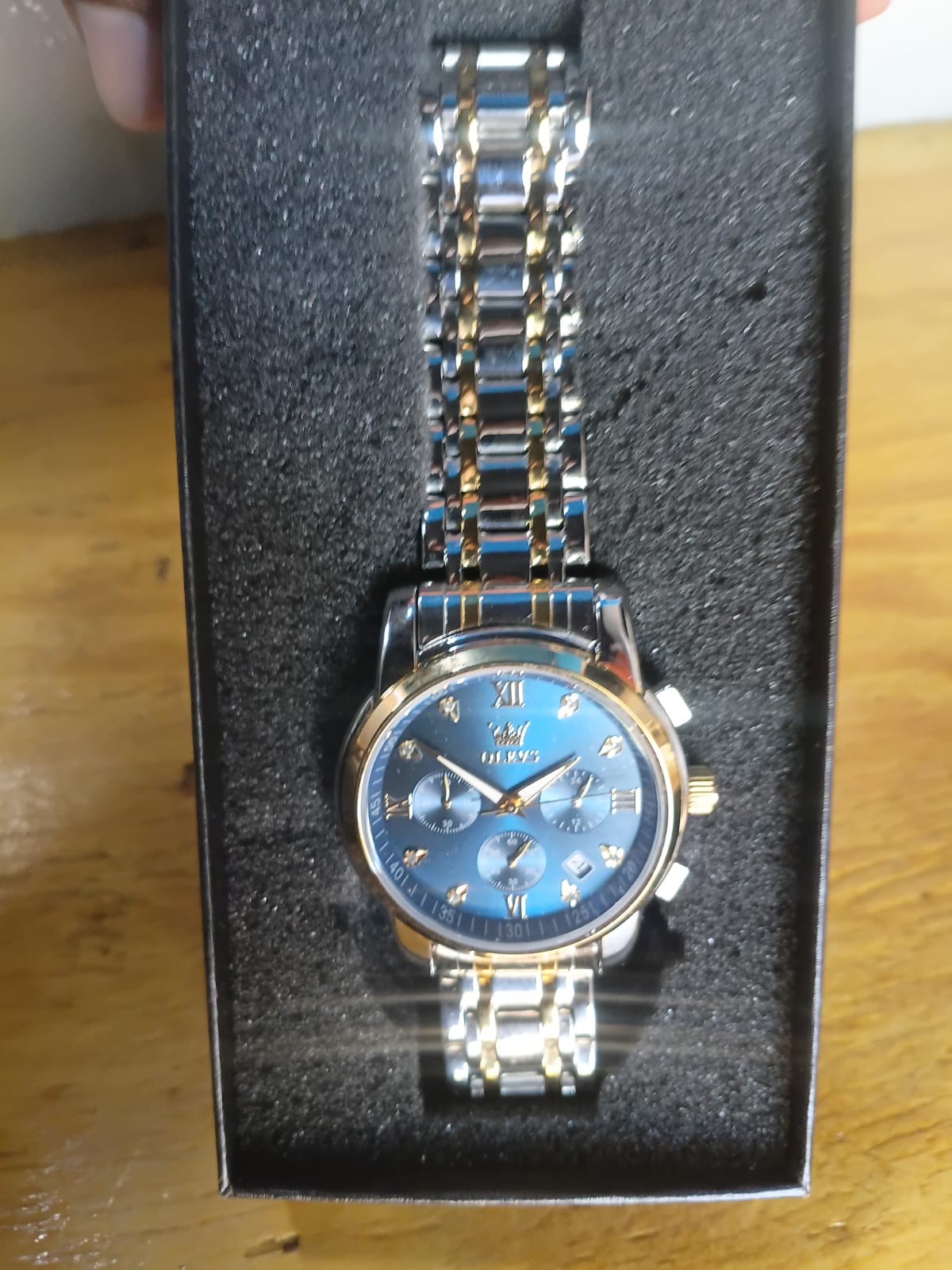 OLEVS 3655 men's stainless steel two-tone watch