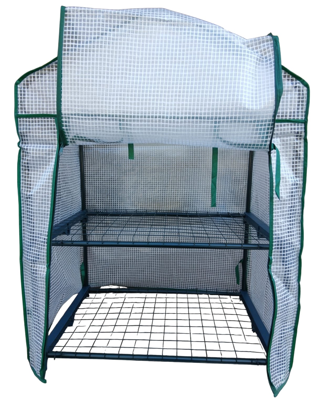 Portable 2-Tier Mini Greenhouse with Roll-up Zippered Door