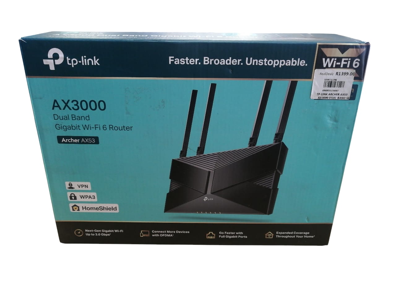 Tp-Link AX3000 DUAL Band Gigabit Wi-Fi 6 Router Archer AX53
