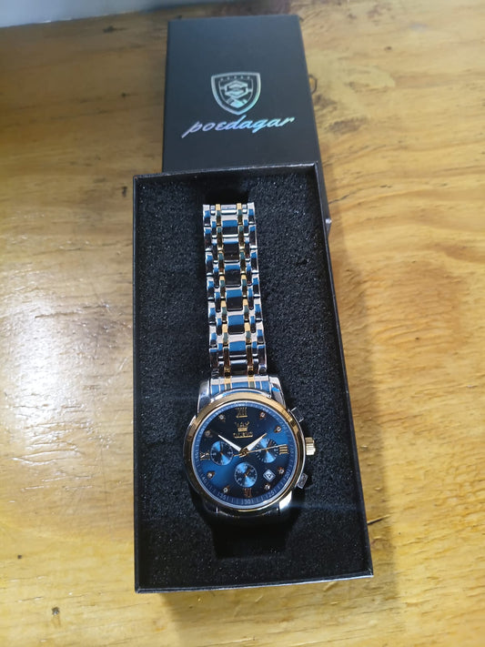 OLEVS 3655 men's stainless steel two-tone watch