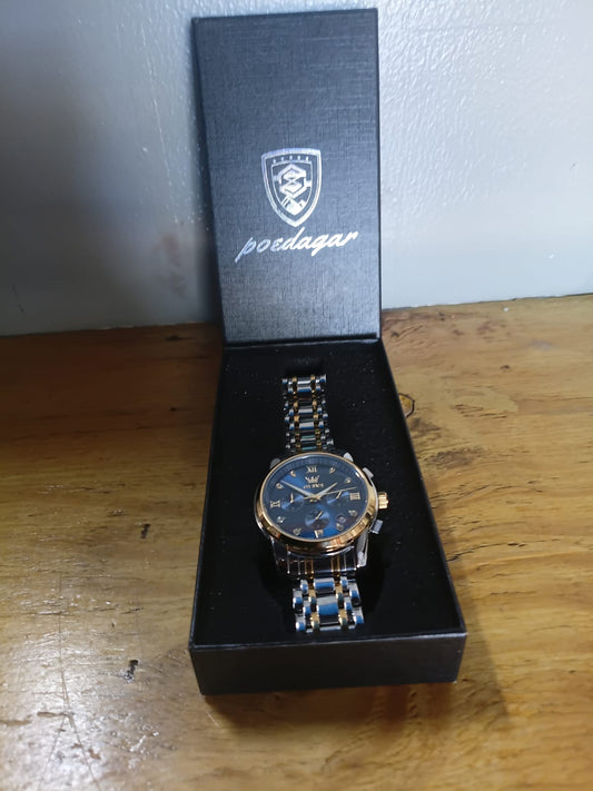 OLEVS 3655 men's stainless steel two-tone watch