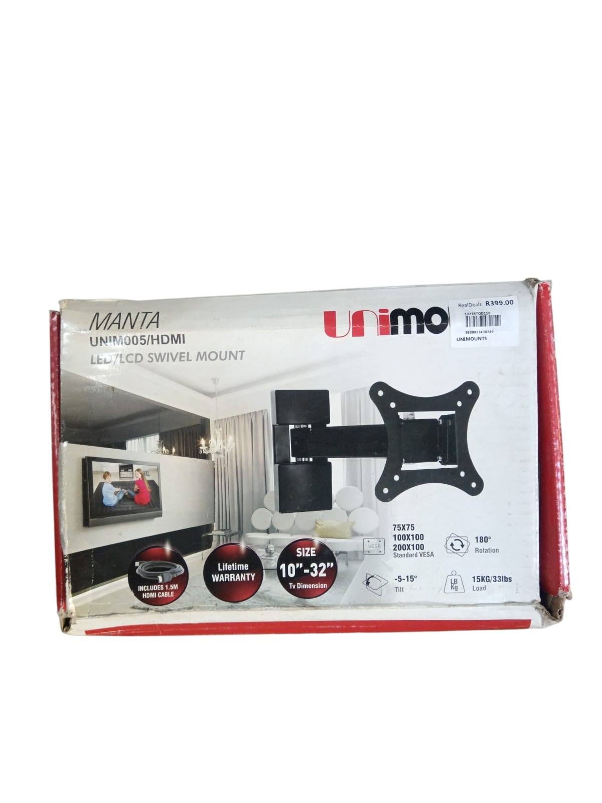 Manta Unimo Unim005/HDMI LED/LCD Swivel Mount packaged for 10-32 inch
