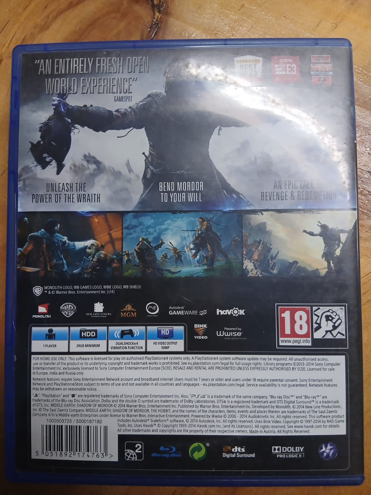 pS4 GAMES SHADOWOF MORDOR
