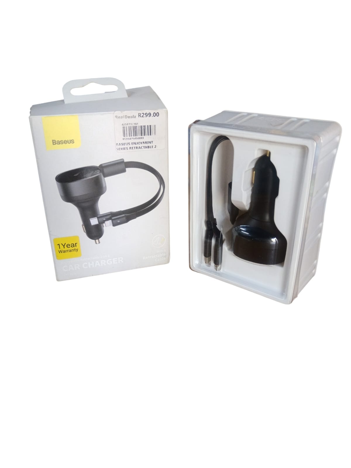 BASEUS ENJOYMENT SERIES RETRACTABLE 2IN1 CAR CHARGER