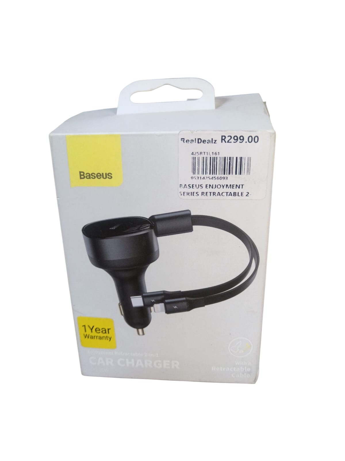 BASEUS ENJOYMENT SERIES RETRACTABLE 2IN1 CAR CHARGER
