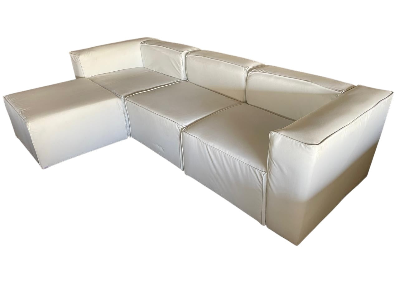 Imitation Leather L-Shaped White Couch