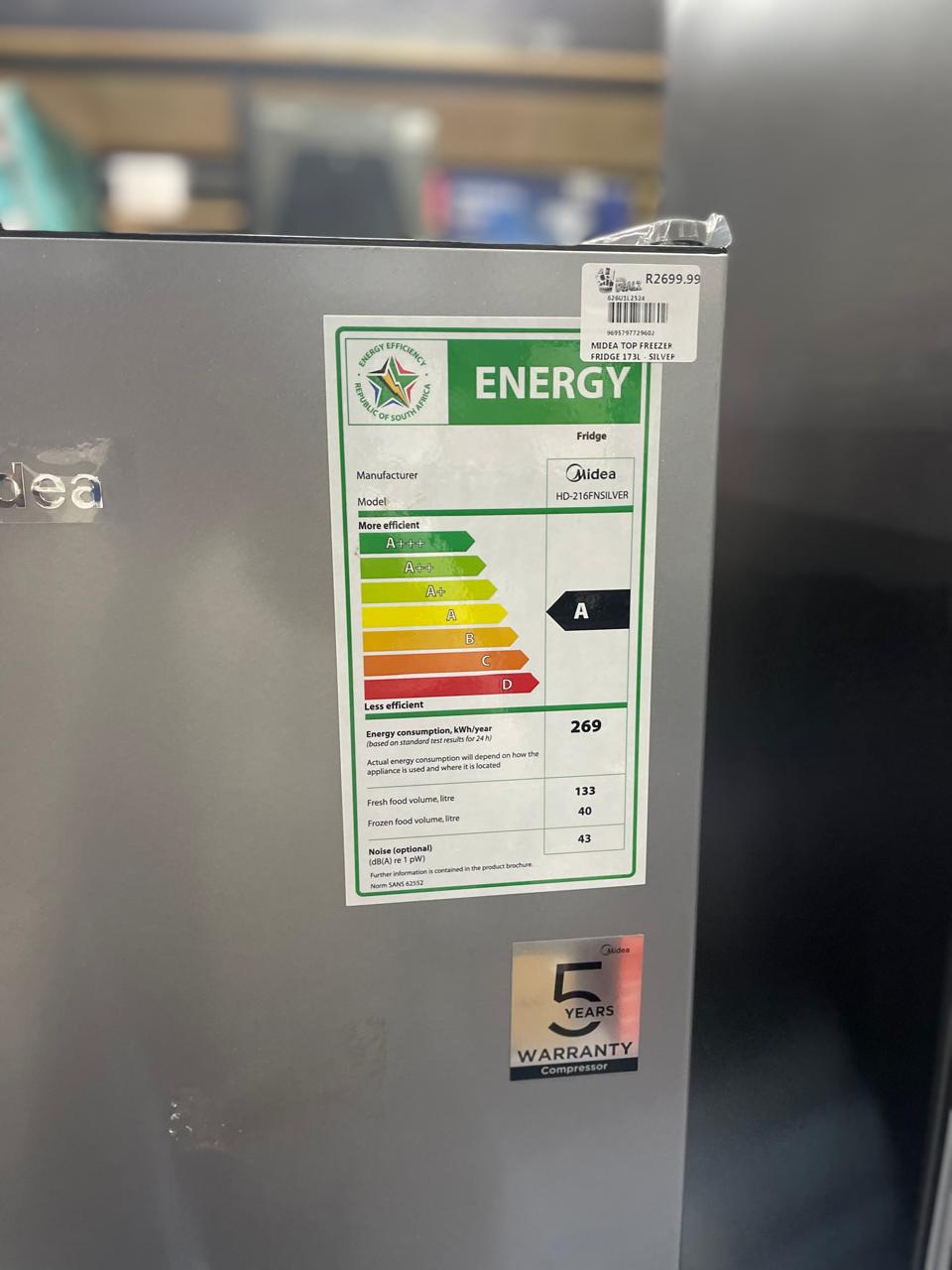 Midea Top Freezer 173L Fridge