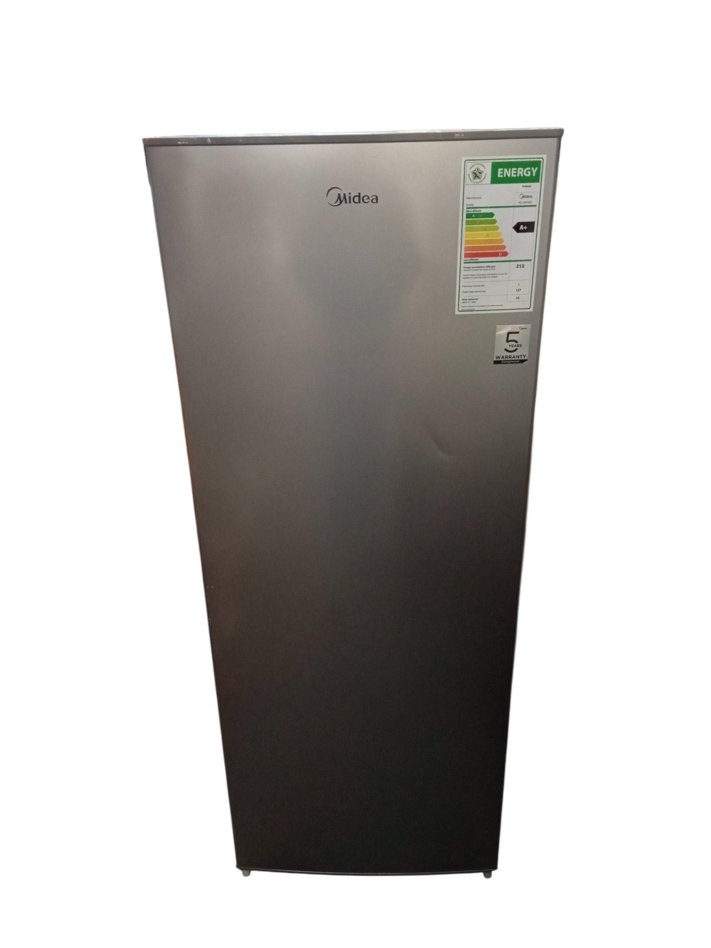 MIDEA 160L Upright Freezer Stainless Steel