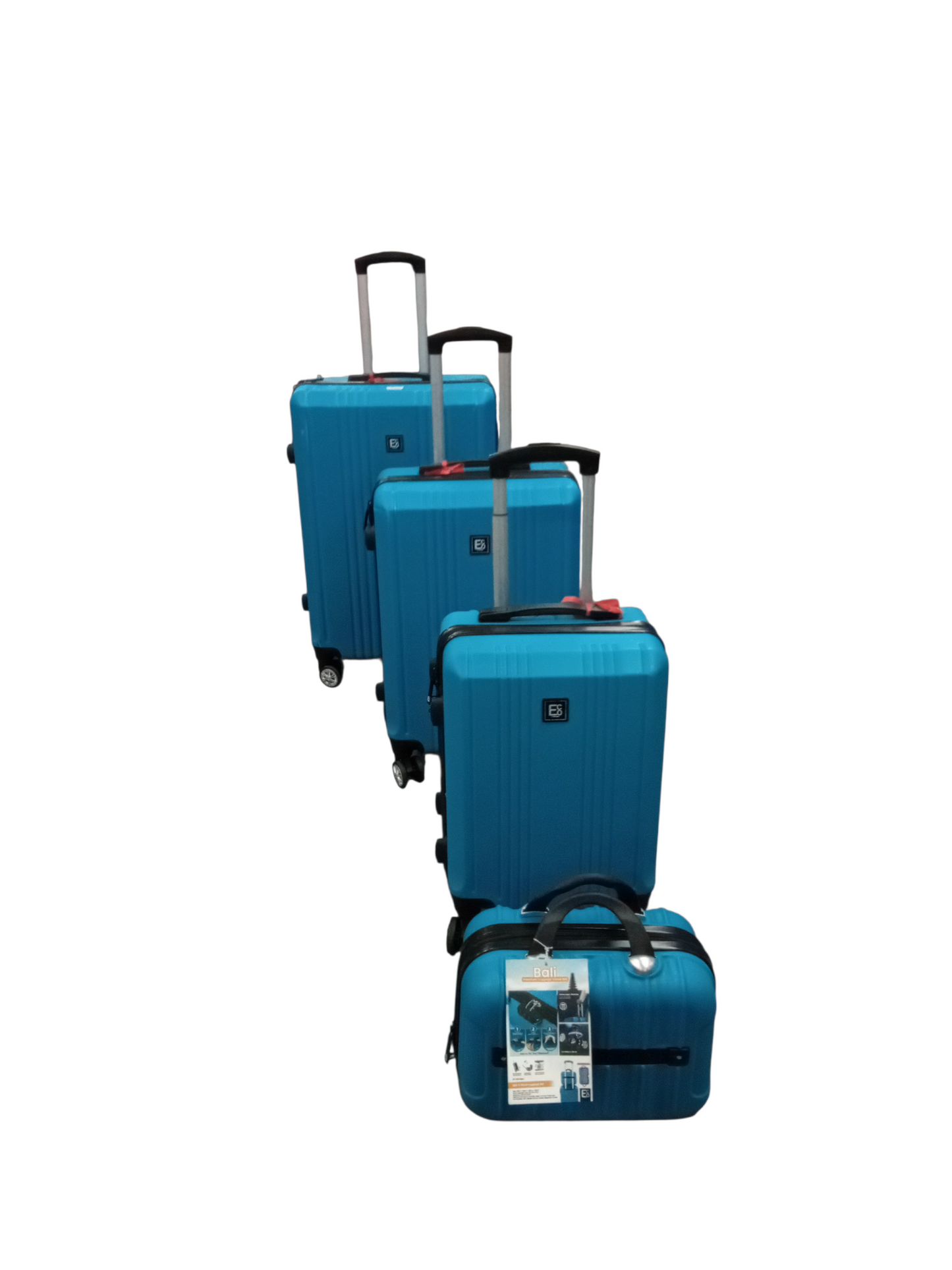 ECO BALI PREMIUM LUGGAGE VALUE SET WITH 360-CARRIBEAN SEA BLUE CABIN & CHECK-IN SET 4 WHEELS