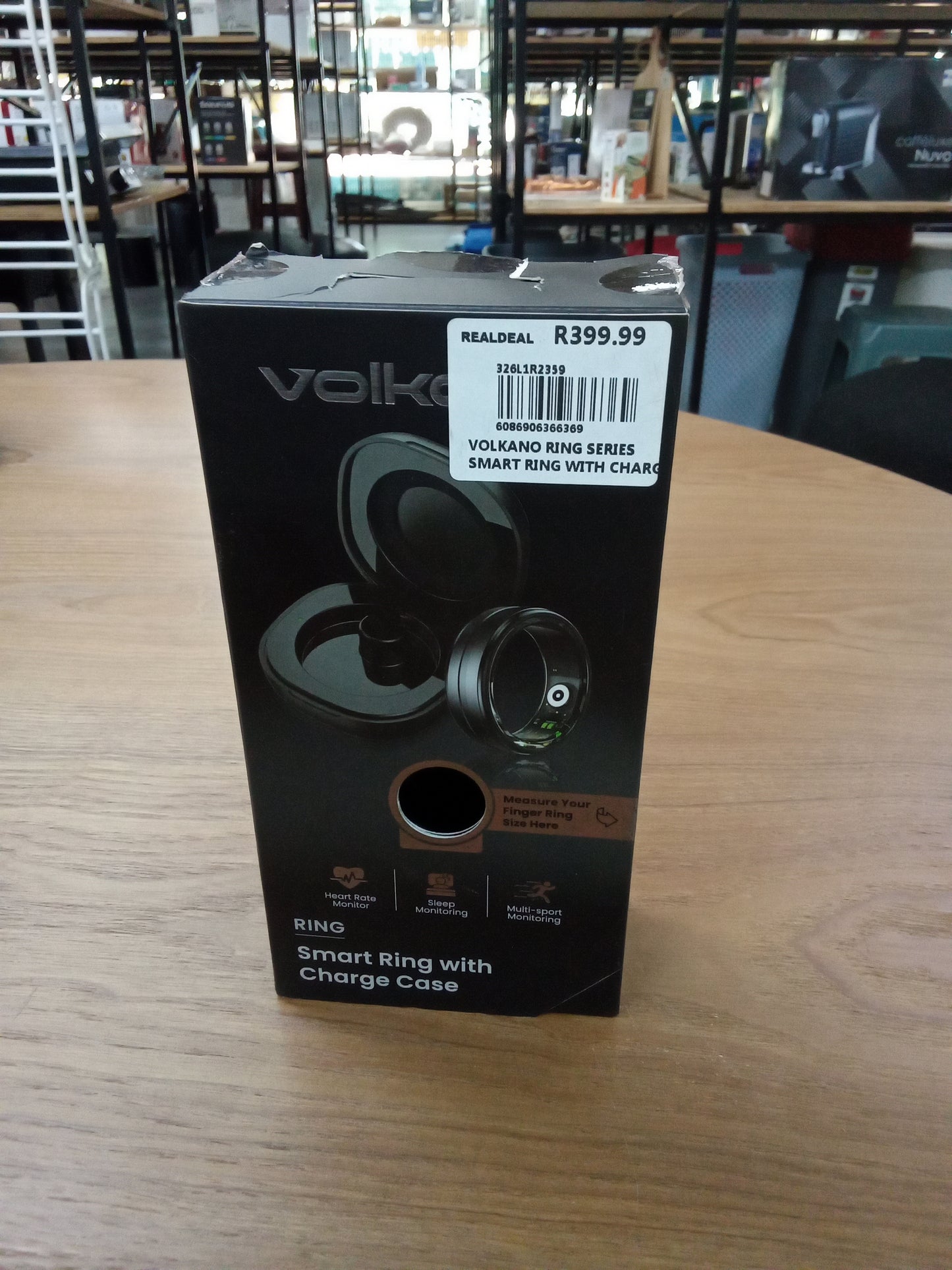 Volkano Ring Series Smart Ring with Charge Case Black