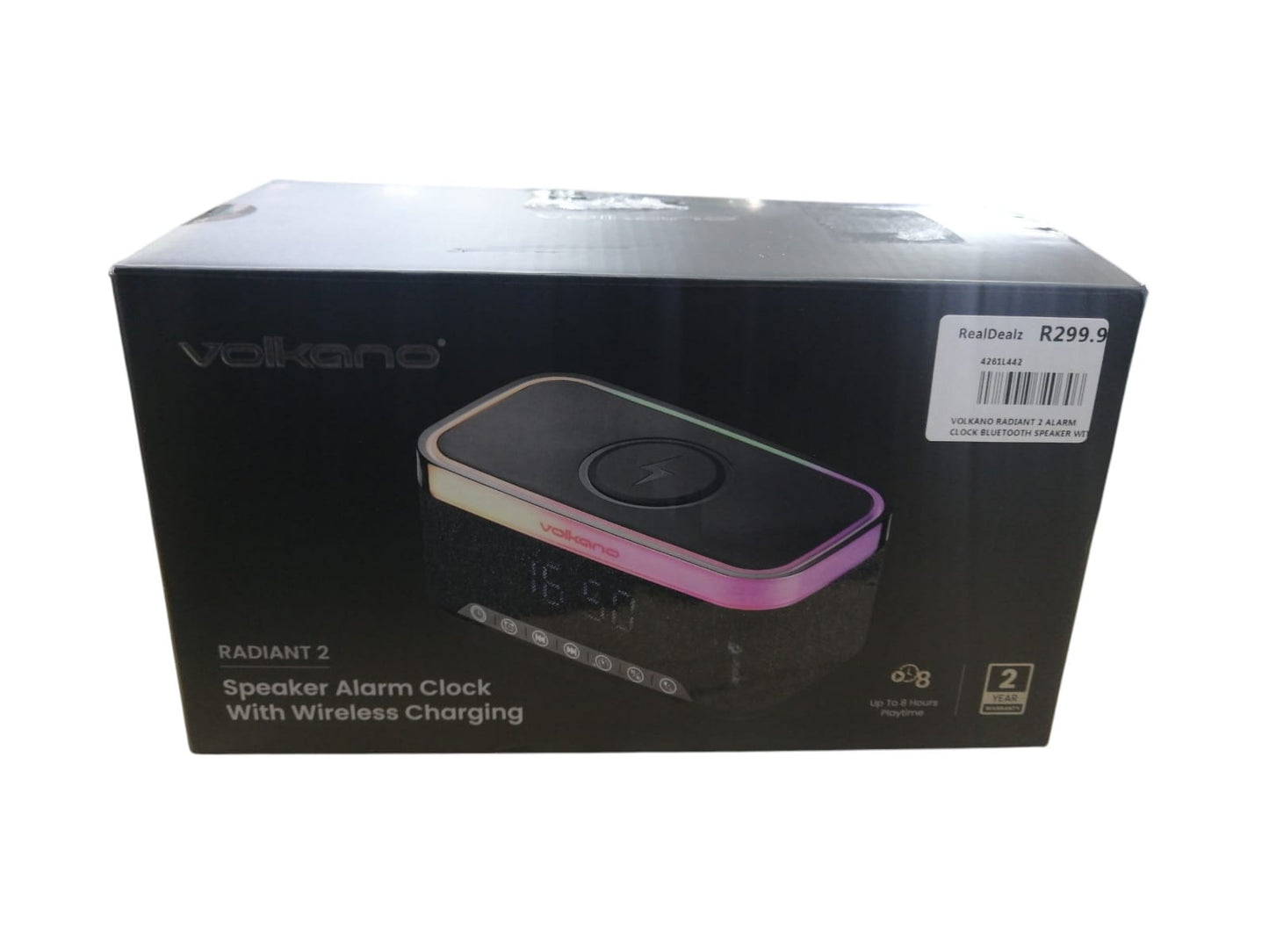 Volkano Radiant 2 Alarm Clock, Bluetooth Speaker With wireless Charger & FM.