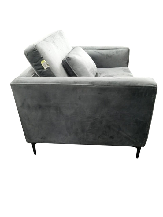 Grey Velvet Sofa Chair -With Arms,Steel Legs,Cushion included.
