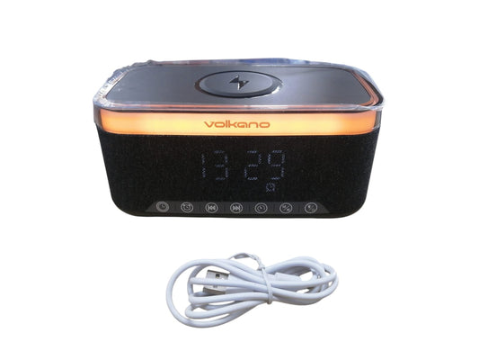 Volkano Radiant 2 Alarm Clock, Bluetooth Speaker With wireless Charger & FM.